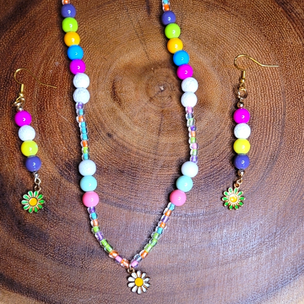 Daisy Mulit color Beaded Jewelry set